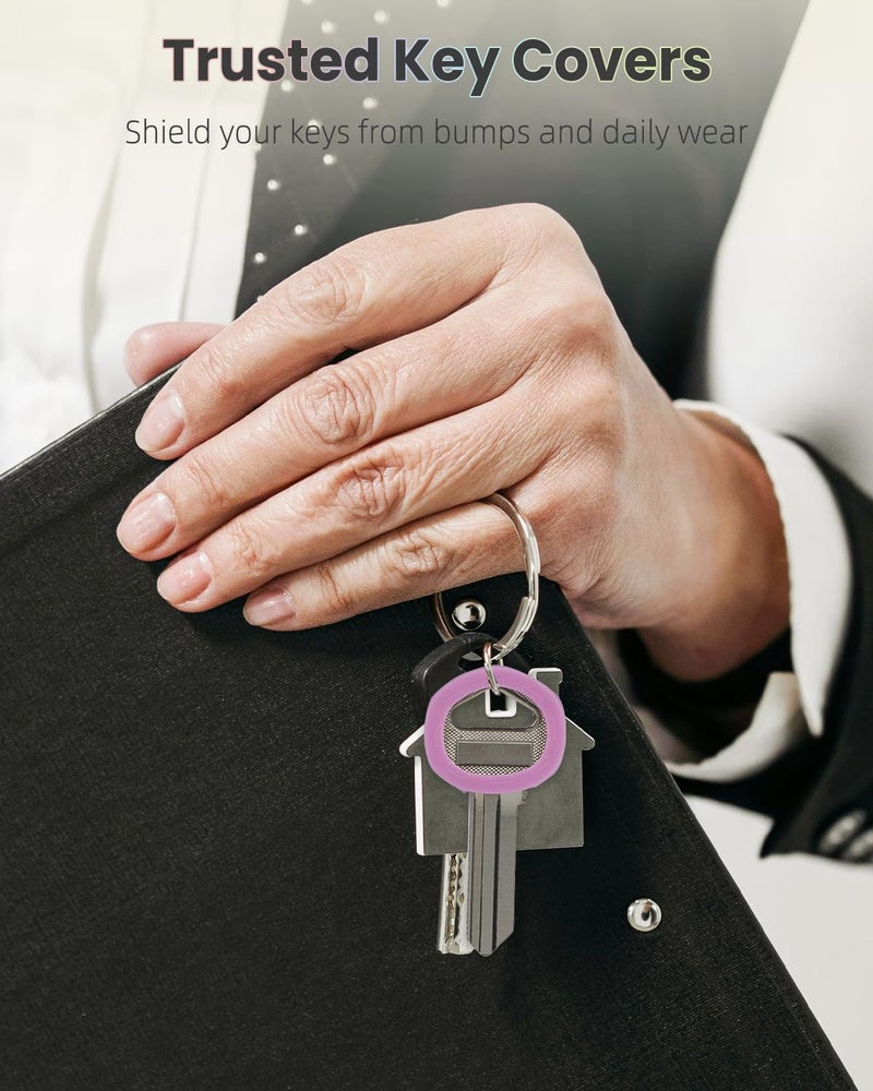 Uniclife 24 Pcs Key Caps, 0.9"" Round Key Covers Caps, Soft Stretchy Key Identifiers for Small Regular House Keys (Not Suitable for Square or Odd-Shaped Keys), 8 Colors - Image 4
